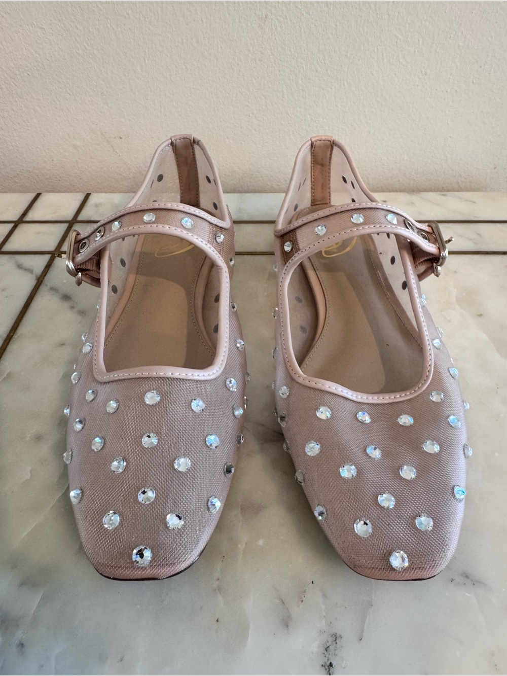 Sam Edelman Michaela Shine Rhinestone Mesh Mary Jane Flats Pink 9